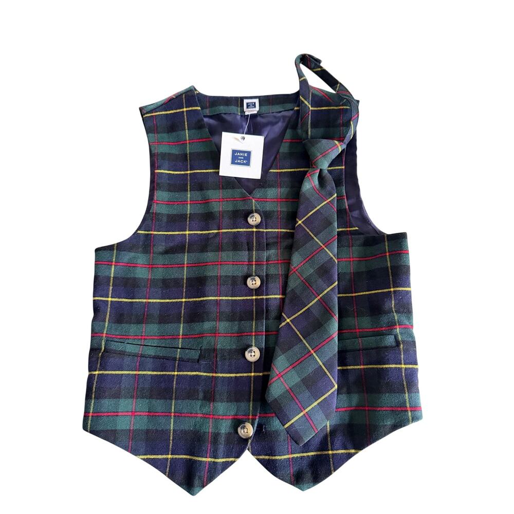 Janie and Jack Tartan Wool Vest Bundle - Size 8 NWT